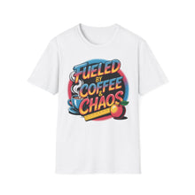 Load image into Gallery viewer, Coffee & Chaos T-Shirt | Unisex Softstyle Tee for Coffee Lovers, Funny Graphic Tee, Gift for Friends, Casual Wear, Everyday Comfort