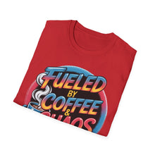 Load image into Gallery viewer, Coffee & Chaos T-Shirt | Unisex Softstyle Tee for Coffee Lovers, Funny Graphic Tee, Gift for Friends, Casual Wear, Everyday Comfort