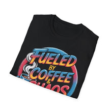 Load image into Gallery viewer, Coffee & Chaos T-Shirt | Unisex Softstyle Tee for Coffee Lovers, Funny Graphic Tee, Gift for Friends, Casual Wear, Everyday Comfort