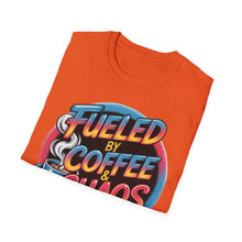 Load image into Gallery viewer, Coffee & Chaos T-Shirt | Unisex Softstyle Tee for Coffee Lovers, Funny Graphic Tee, Gift for Friends, Casual Wear, Everyday Comfort