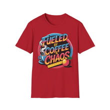 Load image into Gallery viewer, Coffee & Chaos T-Shirt | Unisex Softstyle Tee for Coffee Lovers, Funny Graphic Tee, Gift for Friends, Casual Wear, Everyday Comfort
