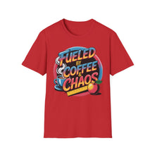 Load image into Gallery viewer, Coffee & Chaos T-Shirt | Unisex Softstyle Tee for Coffee Lovers, Funny Graphic Tee, Gift for Friends, Casual Wear, Everyday Comfort