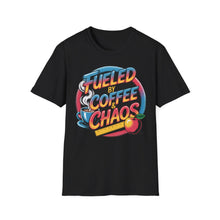 Load image into Gallery viewer, Coffee & Chaos T-Shirt | Unisex Softstyle Tee for Coffee Lovers, Funny Graphic Tee, Gift for Friends, Casual Wear, Everyday Comfort