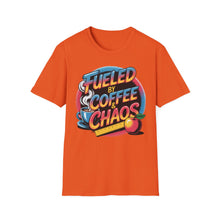 Load image into Gallery viewer, Coffee & Chaos T-Shirt | Unisex Softstyle Tee for Coffee Lovers, Funny Graphic Tee, Gift for Friends, Casual Wear, Everyday Comfort