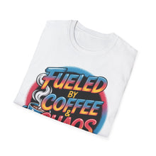 Load image into Gallery viewer, Coffee & Chaos T-Shirt | Unisex Softstyle Tee for Coffee Lovers, Funny Graphic Tee, Gift for Friends, Casual Wear, Everyday Comfort