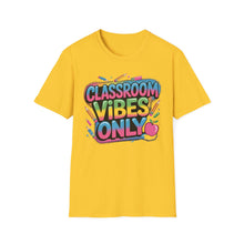 Load image into Gallery viewer, Colorful Classroom Vibes T-Shirt, Fun Teacher Tee, Back to School Shirt, Student Gift, Positive Vibes Apparel, Education Enthusiast Wear

